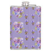 Handgemalte violette Stiefmütterchen Blumen floral Flachmann (Rückseite)