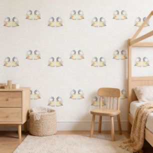 Handgemalte Vögel - Aquarell-Design - Kinderzimmer Tapete