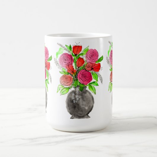 Handgemalte Wasserfarbe Abstrakte Blumenkunst Kaffeetasse (Mittel)