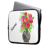 Handgemalte Wasserfarbe Abstrakte Blumenkunst Laptopschutzhülle (Vorderseite Links)
