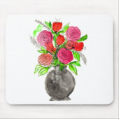 Handgemalte Wasserfarbe Abstrakte Blumenkunst Mousepad (Vorne)
