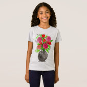 Handgemalte Wasserfarbe Abstrakte Blumenkunst T-Shirt (Vorne ganz)