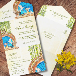 Handgemalte Wasserfarbe Altes Mexiko Hochzeit All In One Einladung