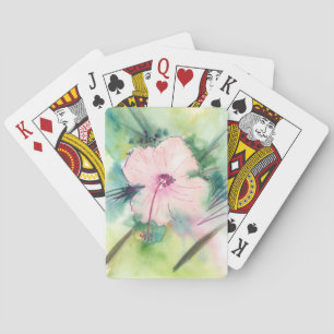 Handgemalte Wasserfarbe-Belizean-Hibiskusblüte Spielkarten