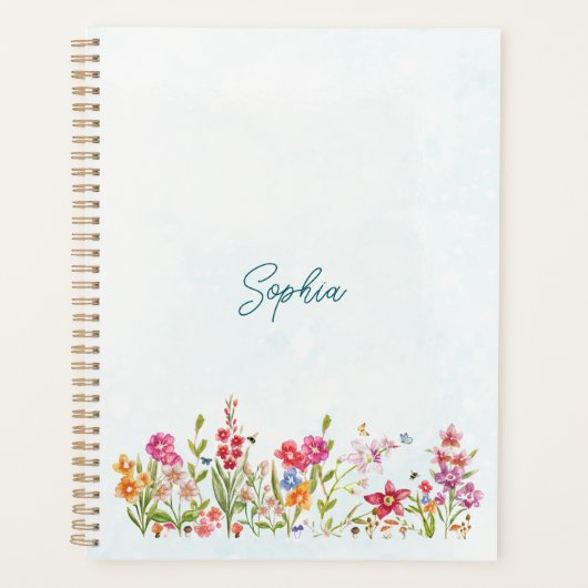 Handgemalte Wasserfarbe Botanische Kunst Personali Planer (Vorderseite)