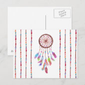 Handgemalte Wasserfarbe Dreamcatcher Beads Feather Postkarte (Vorne/Hinten)