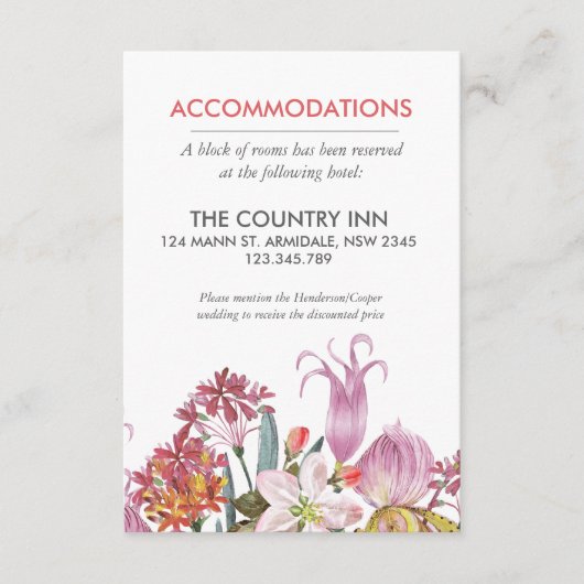 Handgemalte Wasserfarbe exotische Blume Hochzeit Begleitkarte (Vorderseite)