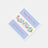 Handgemalte Wasserfarbe Floral NAME Mutter Blau Serviette (Ecke)