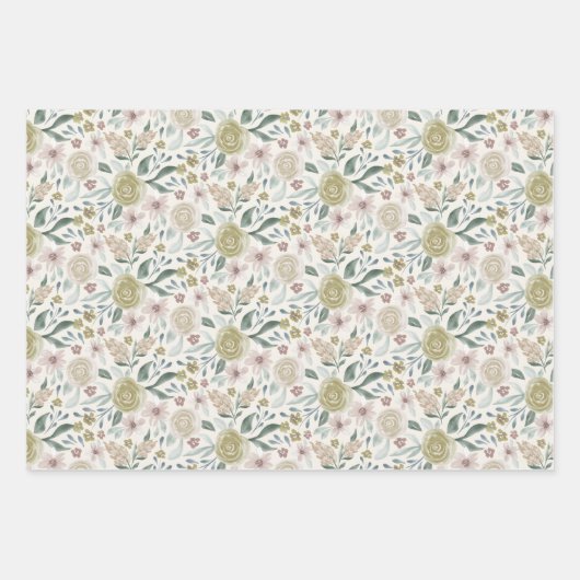 Handgemalte Wasserfarbe gemustert Geschenkpapier Set (Vorderseite)