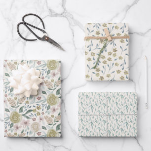 Handgemalte Wasserfarbe gemustert Geschenkpapier Set