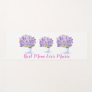 Handgemalte Wasserfarbe Lavendel Blumen MOM Yogamatte