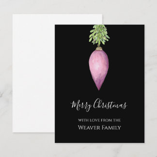 Handgemalte Wasserfarbe Rosa Weihnachtsbaumkugel Feiertagspostkarte