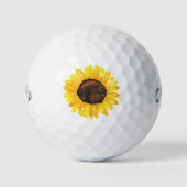 Handgemalte Wasserfarbe Sonnenblume 2 Golfbälle (Vorderseite)