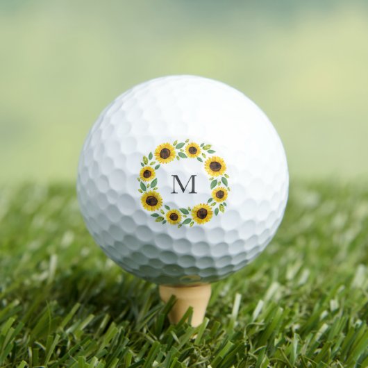 Handgemalte Wasserfarbe Sonnenblumenkranz Golf Bal Golfball (Insitu T-Shirt)