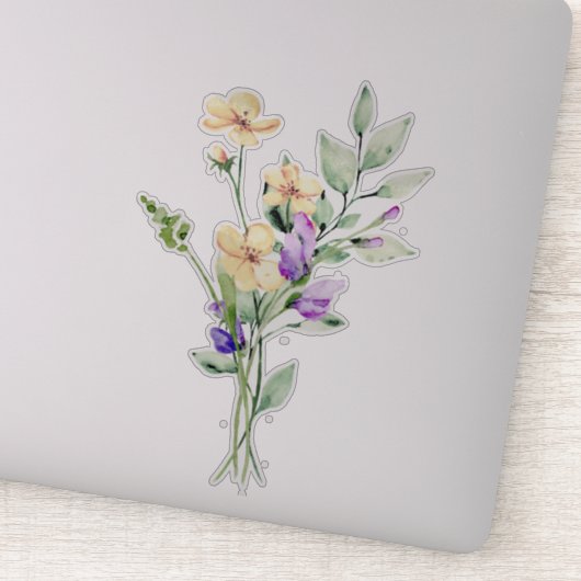 Handgemalte Wasserfarbe Wilde Blume Posy Bouquet Aufkleber (Detail)