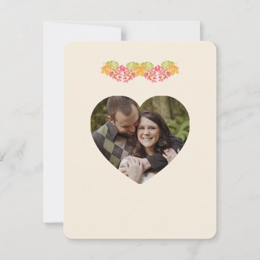 Handgemalte Wasserfarben-Blätter Save the Date Fot (Rückseite)