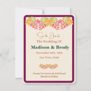 Handgemalte Wasserfarben-Blätter Save the Date Fot