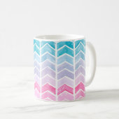 Handgemalte Wasserfarben geometrisch blau und blau Kaffeetasse (VorderseiteRechts)