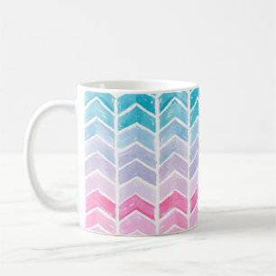 Handgemalte Wasserfarben geometrisch blau und blau Kaffeetasse