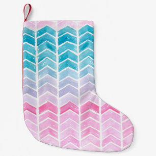 Handgemalte Wasserfarben geometrisch blau und blau Kleiner Weihnachtsstrumpf