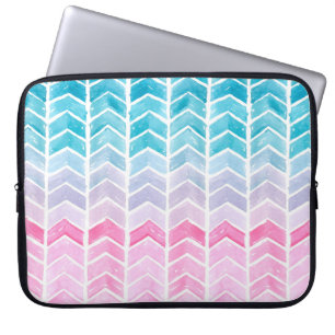 Handgemalte Wasserfarben geometrisch blau und blau Laptopschutzhülle