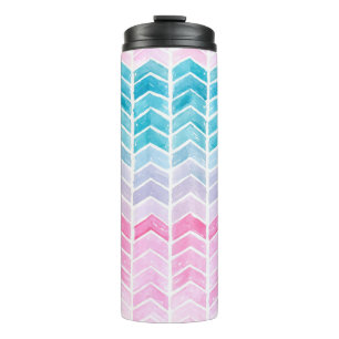 Handgemalte Wasserfarben geometrisch blau und blau Thermosbecher