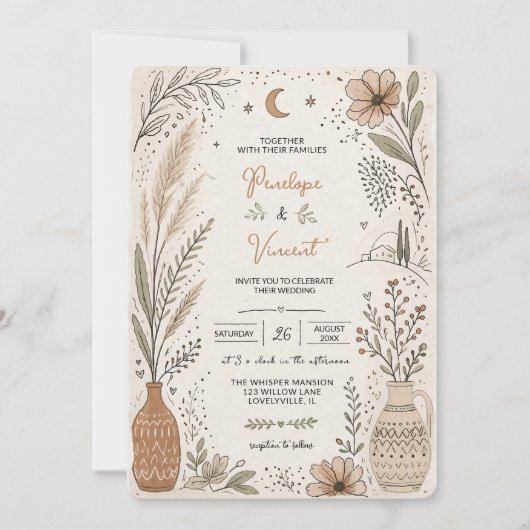 Handgemalte Wasserfarben-Hochzeit Einladung (Vorderseite)