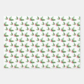 Handgemalte Wasserfarben Kiefer Rote Berries Geschenkpapier Set (Vorderseite)