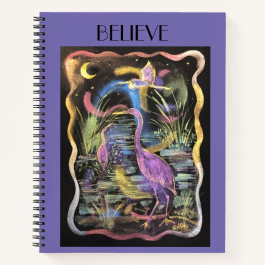Handgemalte Wasserfarben Lila Egrets Glauben Journ Notizblock (Vorderseite)