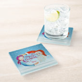 Handgemalte Wasserfarben Magischer Weihnachtsmann Glasuntersetzer (Schrägansicht)