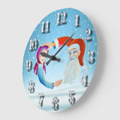 Handgemalte Wasserfarben Magischer Weihnachtsmann Große Wanduhr (Winkel)