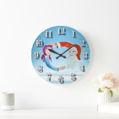 Handgemalte Wasserfarben Magischer Weihnachtsmann Große Wanduhr (Zuhause)