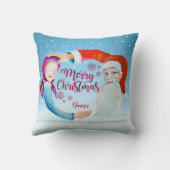 Handgemalte Wasserfarben Magischer Weihnachtsmann Kissen (Rückseite)