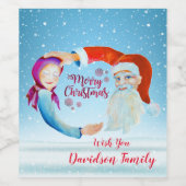 Handgemalte Wasserfarben Magischer Weihnachtsmann Weinetikett (Einzelnes Label)