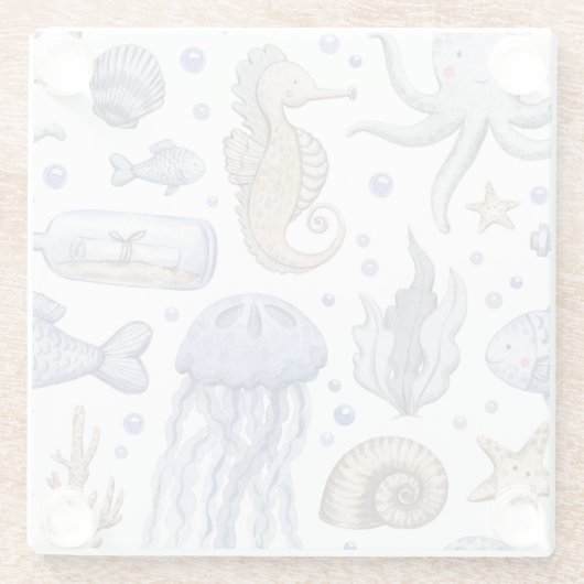 Handgemalte Wasserfarben-Muster. Glasuntersetzer (Rückseite)