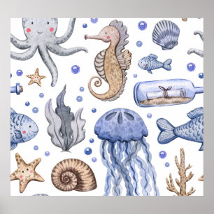 Handgemalte Wasserfarben-Muster. Poster