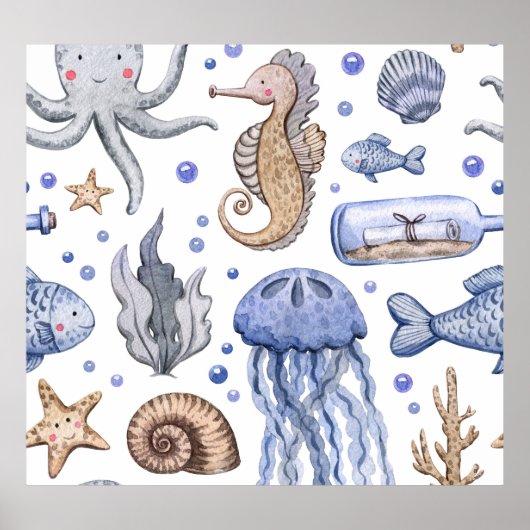 Handgemalte Wasserfarben-Muster. Poster (Vorne)