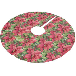 Handgemalte Wasserfarben Poinsettias Polyester Weihnachtsbaumdecke