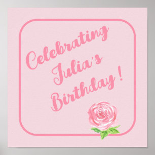 Handgemalte Wasserfarben-Rose ZUM GEBURTSTAG  Poster
