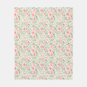 Handgemalte Wasserfarben-Rosen Fleecedecke