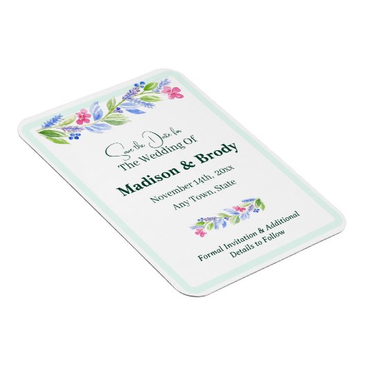 Handgemalte Wasserfarben Save the Date Magnet (Rechte Seite)