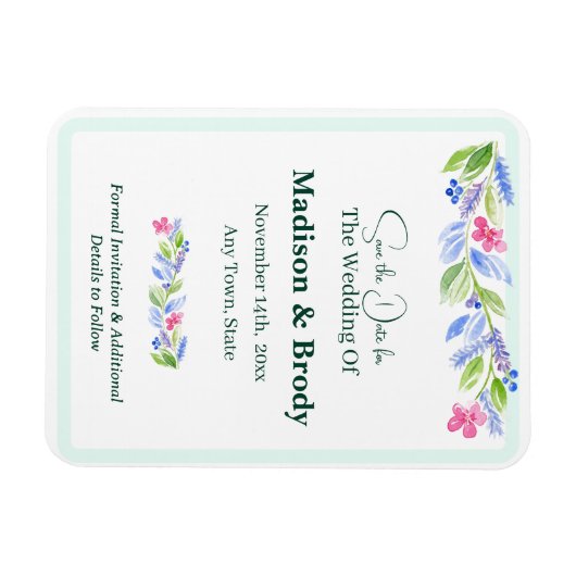 Handgemalte Wasserfarben Save the Date Magnet (Horizontal)