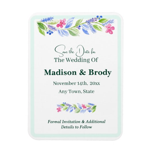 Handgemalte Wasserfarben Save the Date Magnet (Vertikal)