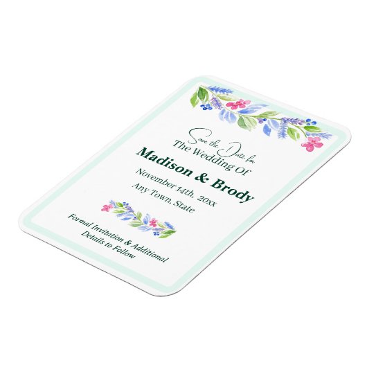 Handgemalte Wasserfarben Save the Date Magnet (Linke Seite)
