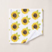 Handgemalte Wasserfarben-Sonnenblume Badhandtuch Set (Waschlappen)