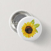 Handgemalte Wasserfarben-Sonnenblume Button (Vorne & Hinten)