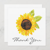 Handgemalte Wasserfarben-Sonnenblume Dankeskarte (Vorne/Hinten)