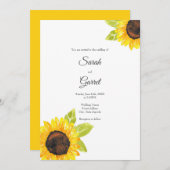 Handgemalte Wasserfarben-Sonnenblume Einladung (Vorne/Hinten)