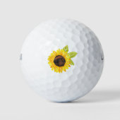 Handgemalte Wasserfarben-Sonnenblume Golfball (Vorderseite)