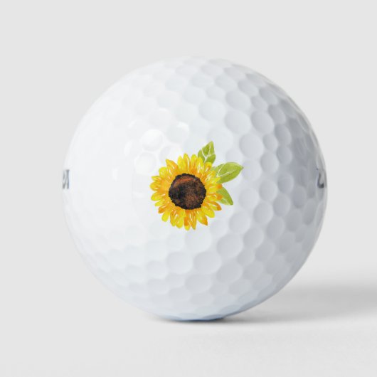 Handgemalte Wasserfarben-Sonnenblume Golfball (Vorderseite)